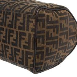 Pre Owned Fendi Tobacco Zucca Coated Canvas Small Boston Bag