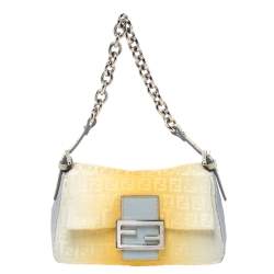 Fendi Blue/Yellow Ombre Zucchino Canvas Mini Shopping Tote Bag