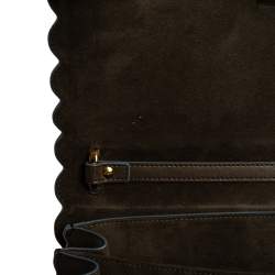 Fendi Taupe Leather Scalloped Kan I Top Handle Shoulder Bag
