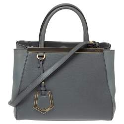 Pre Owned Fendi Grey Saffiano Leather Small 2Jours Tote