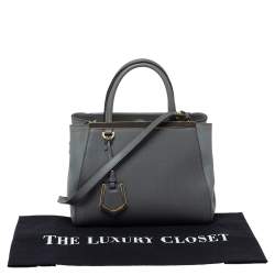 Pre Owned Fendi Grey Saffiano Leather Small 2Jours Tote
