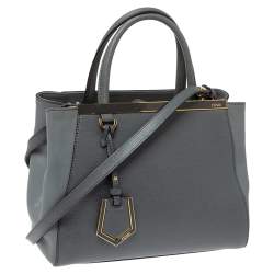 Pre Owned Fendi Grey Saffiano Leather Small 2Jours Tote