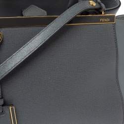 Pre Owned Fendi Grey Saffiano Leather Small 2Jours Tote