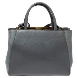 Pre Owned Fendi Grey Saffiano Leather Small 2Jours Tote