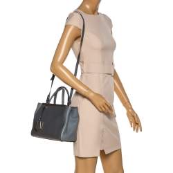 Pre Owned Fendi Grey Saffiano Leather Small 2Jours Tote