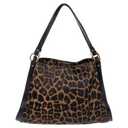 Pre Owned حقيبة يد فندي شيف جلد وكانفاس طباعة فهد بنية/ سوداء