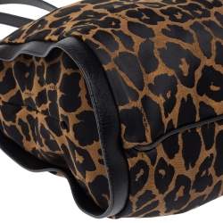 Pre Owned حقيبة يد فندي شيف جلد وكانفاس طباعة فهد بنية/ سوداء