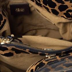 Pre Owned حقيبة يد فندي شيف جلد وكانفاس طباعة فهد بنية/ سوداء