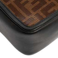 Pre Owned Fendi Black Brown Zucca Coated Canvas and Leather Mini Camera Bag