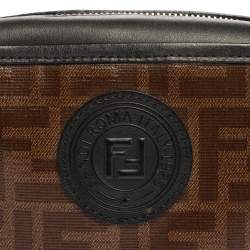 Pre Owned Fendi Black Brown Zucca Coated Canvas and Leather Mini Camera Bag