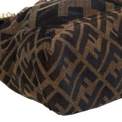 Fendi Tobacco Zucca Canvas and Leather Maxi Baguette Flap Shoulder Bag