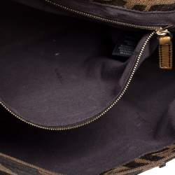 Fendi Tobacco Zucca Canvas and Leather Maxi Baguette Flap Shoulder Bag