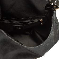 Pre Owned Fendi Black Iridescent Leather Mama Forever Large Flap Shoulder Bag