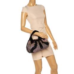Pre Owned Fendi Black/Pink Sequins,Satin and Velvet Spy Hobo