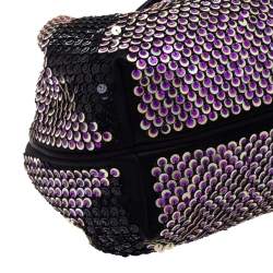 Pre Owned Fendi Black/Pink Sequins,Satin and Velvet Spy Hobo