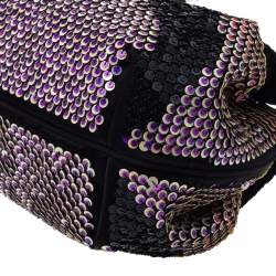 Pre Owned Fendi Black/Pink Sequins,Satin and Velvet Spy Hobo