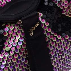Pre Owned Fendi Black/Pink Sequins,Satin and Velvet Spy Hobo