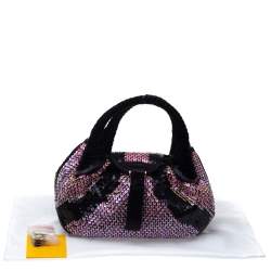 Pre Owned Fendi Black/Pink Sequins,Satin and Velvet Spy Hobo