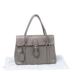مملوكة مسبقًا Fendi Grey Selleria Leather Linda Satchel