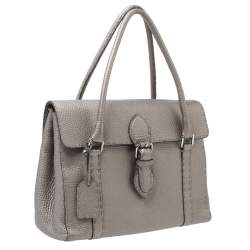 مملوكة مسبقًا Fendi Grey Selleria Leather Linda Satchel