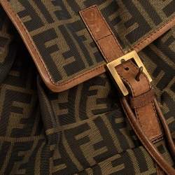 Pre Owned Fendi Tobacco Zucca Canvas and Leather Travel Backpack