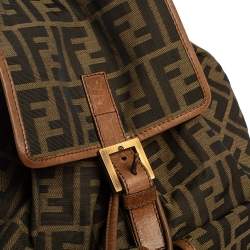 Pre Owned Fendi Tobacco Zucca Canvas and Leather Travel Backpack