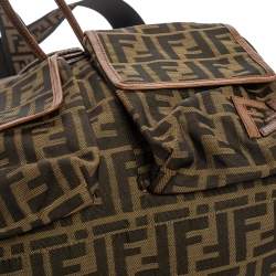 Pre Owned Fendi Tobacco Zucca Canvas and Leather Travel Backpack