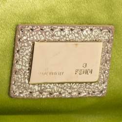 Pre Owned Fendi Gold Shimmer Leather Flap Long Clutch
