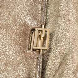 Pre Owned Fendi Gold Shimmer Leather Flap Long Clutch