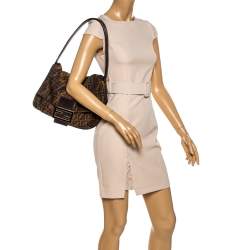 Pre Owned Fendi Tobacco Zucca Canvas and Leather Mama Forever Shoulder Bag