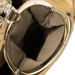 Pre Owned Fendi Gold Holographic Textured Leather Spy Hobo