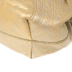 Pre Owned Fendi Gold Holographic Textured Leather Spy Hobo