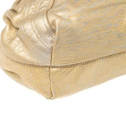 Pre Owned Fendi Gold Holographic Textured Leather Spy Hobo