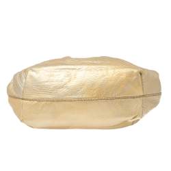 Pre Owned Fendi Gold Holographic Textured Leather Spy Hobo