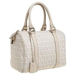 Pre Owned Fendi Multicolor Zucchino Coated Canvas/Sequins and Patent Leather Small Forever Bauletto Boston Bag