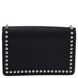 Pre Owned Fendi Black Leather Karlito Wallet on Chain