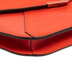 Pre Owned Fendi Orange Leather Large 2Jours Wrislet Envelope Clutch
