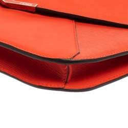 Pre Owned Fendi Orange Leather Large 2Jours Wrislet Envelope Clutch