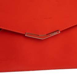 Pre Owned Fendi Orange Leather Large 2Jours Wrislet Envelope Clutch