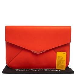 Pre Owned Fendi Orange Leather Large 2Jours Wrislet Envelope Clutch