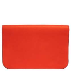 Pre Owned Fendi Orange Leather Large 2Jours Wrislet Envelope Clutch