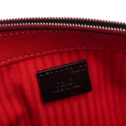 Pre Owned Fendi Orange Leather Large 2Jours Wrislet Envelope Clutch