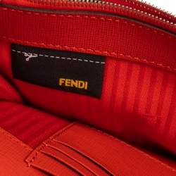 Pre Owned Fendi Orange Leather Large 2Jours Wrislet Envelope Clutch