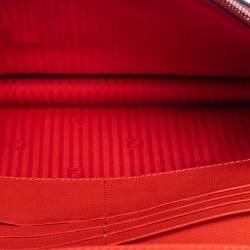 Pre Owned Fendi Orange Leather Large 2Jours Wrislet Envelope Clutch