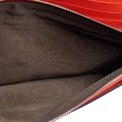 Pre Owned Fendi Orange Leather Large 2Jours Wrislet Envelope Clutch