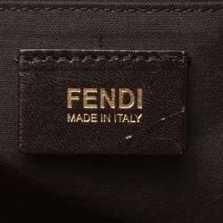 Pre Owned Fendi Brown/Mustard Pequin Canvas and Leather Roll Tote