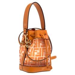 Pre Owned حقيبة فندي "مون ترزور" ميني بطراز باكيت برباط جلد برتقالي زهري و أحمر