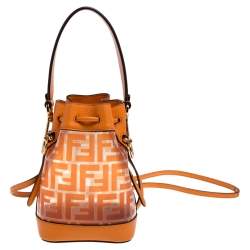 Pre Owned حقيبة فندي "مون ترزور" ميني بطراز باكيت برباط جلد برتقالي زهري و أحمر