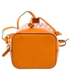 Pre Owned حقيبة فندي "مون ترزور" ميني بطراز باكيت برباط جلد برتقالي زهري و أحمر