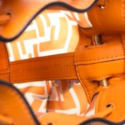 Pre Owned حقيبة فندي "مون ترزور" ميني بطراز باكيت برباط جلد برتقالي زهري و أحمر
